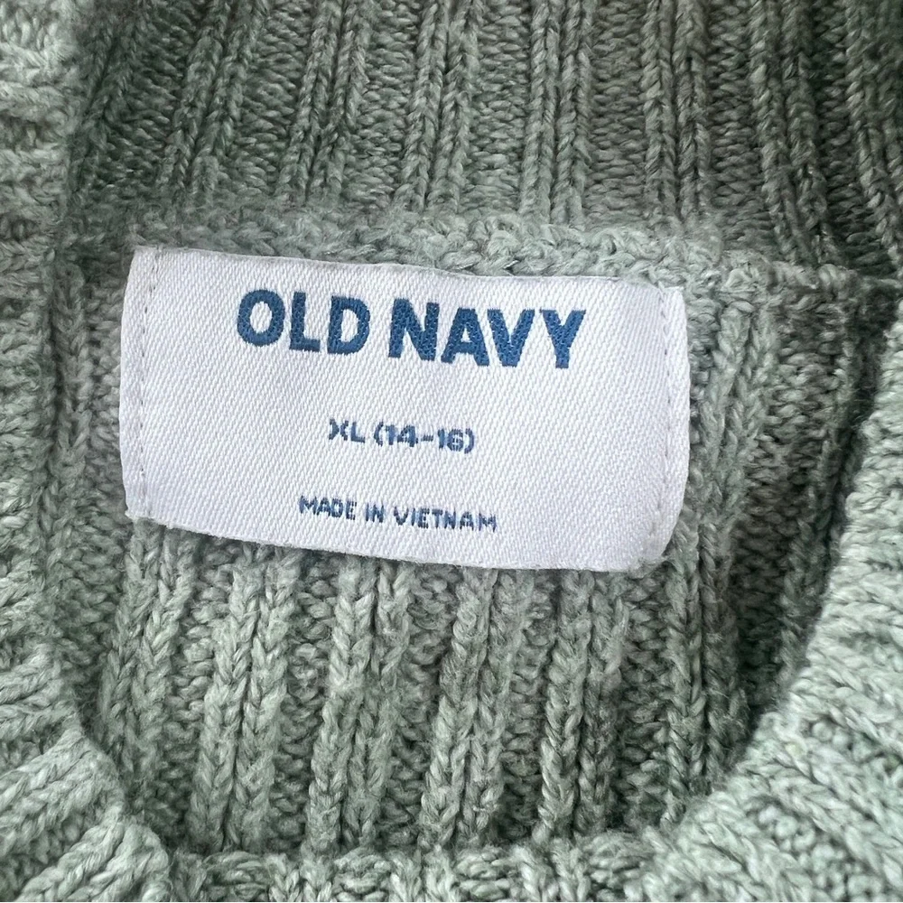 Green Mock Neck Knit Sweater